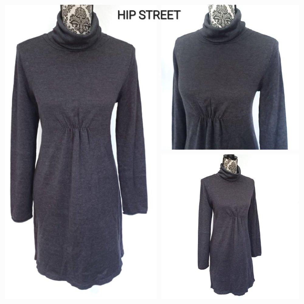 DAISY FUENTES Funnel Neck LS Eased Fit Sweater Dress M